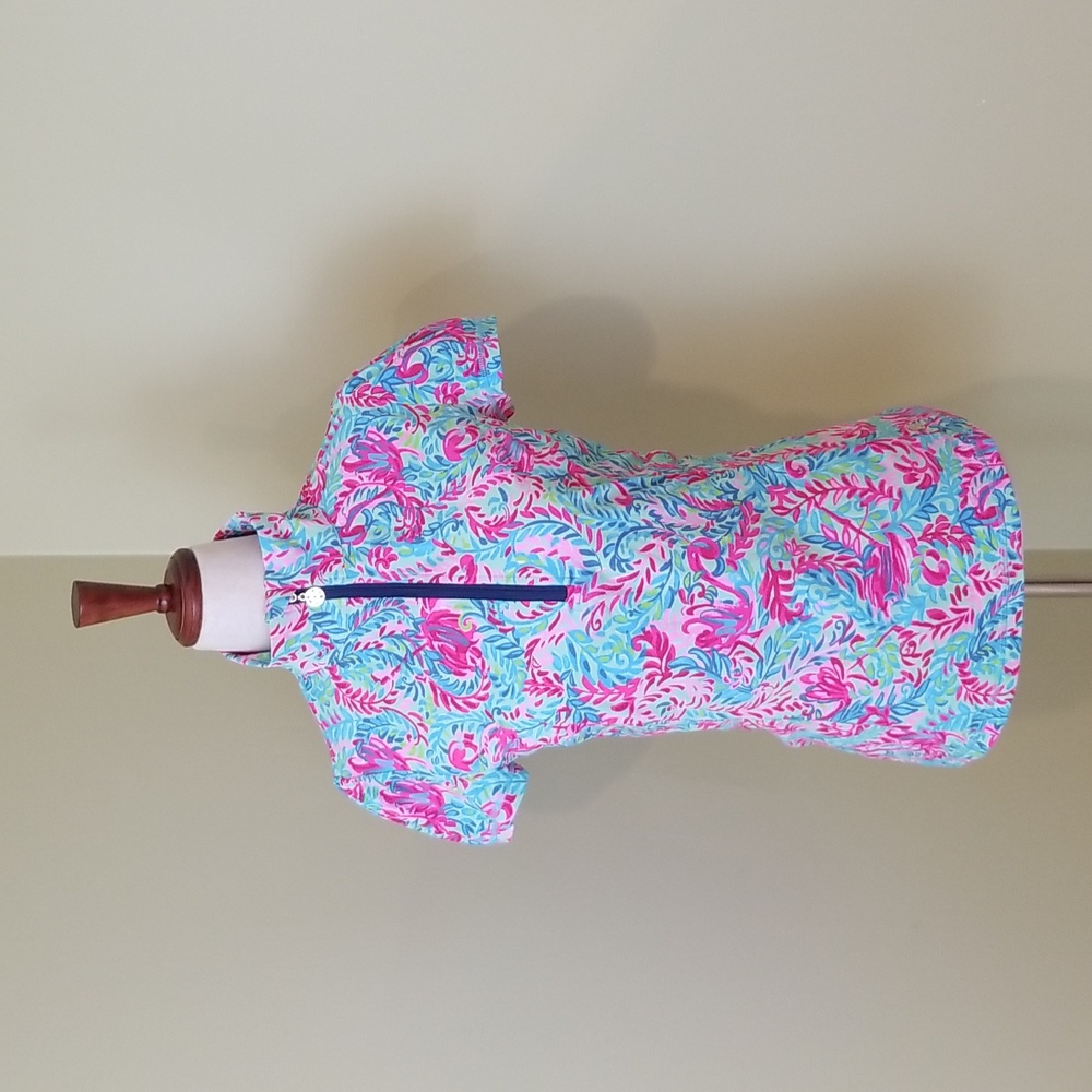Lilly Pulitzer Luxletic Short Sleeve Shirt Zipper Collar Size Small